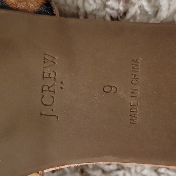J Crew Women's Calf Hair Leopard Beachside Slides Sandals Size 9M - Picture 3 of 4